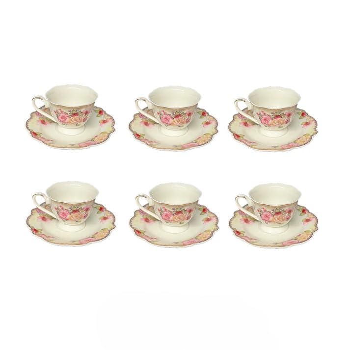 12 Piece Porcelain Tea Cup and Saucer Set M4845