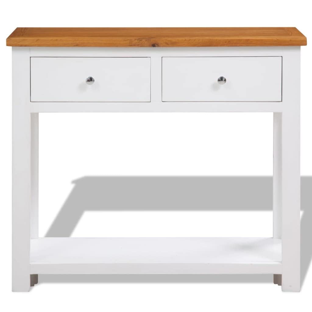 Rustic Brown 2 Drawer Solid Oak & Acacia Console Table D233