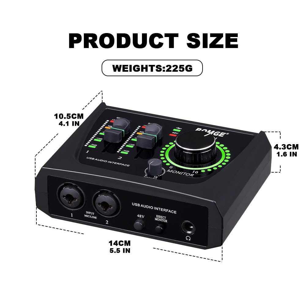 2 Channel USB Audio Interface with XLR 48V Phantom Power F16858