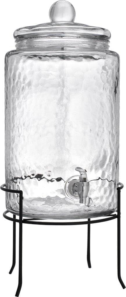 3 Gallon Glass Beverage Dispenser with Metal Stand & Lid R257