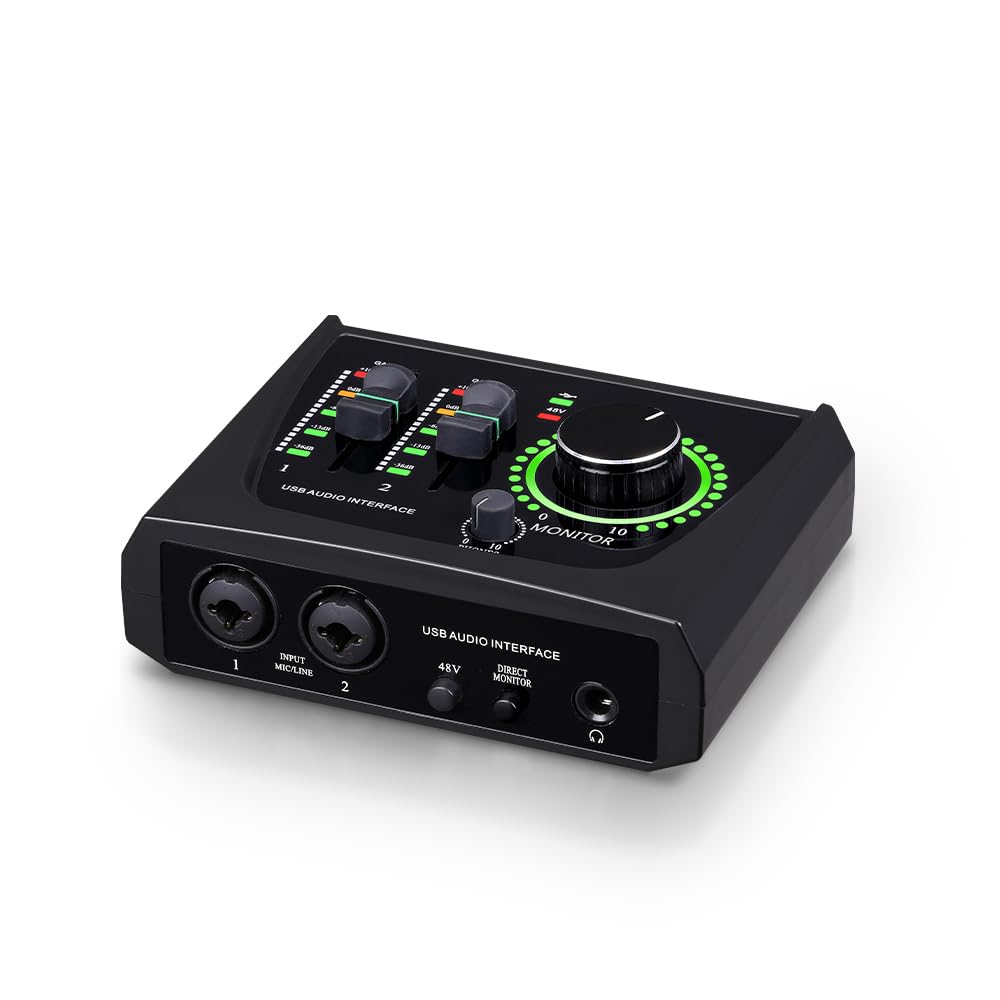 2 Channel USB Audio Interface with XLR 48V Phantom Power F16858