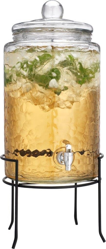 3 Gallon Glass Beverage Dispenser with Metal Stand & Lid R257