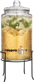 3 Gallon Glass Beverage Dispenser with Metal Stand & Lid R257