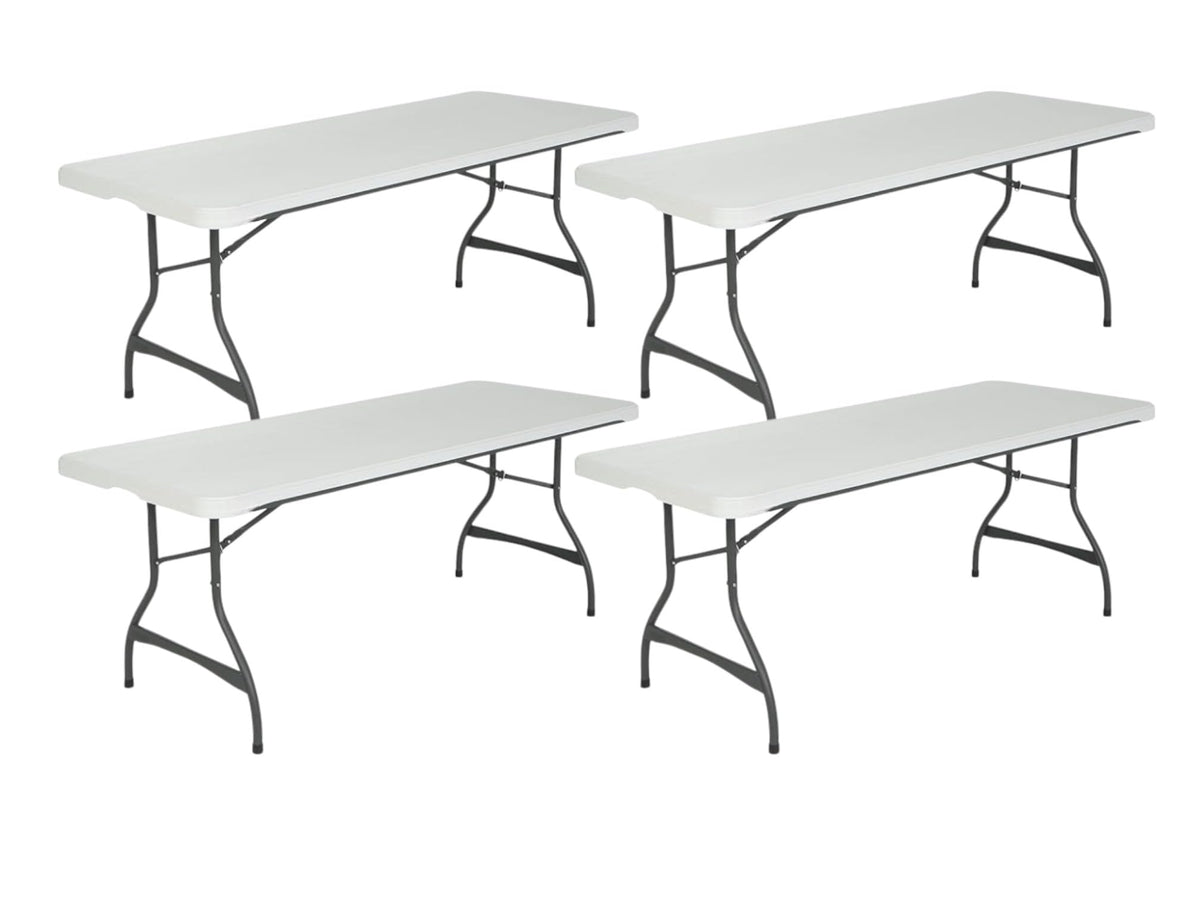 White Granite 6 Foot Stacking Folding Utility Table 4 Pack Z3820