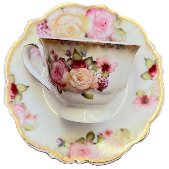 12 Piece Porcelain Tea Cup and Saucer Set M4845