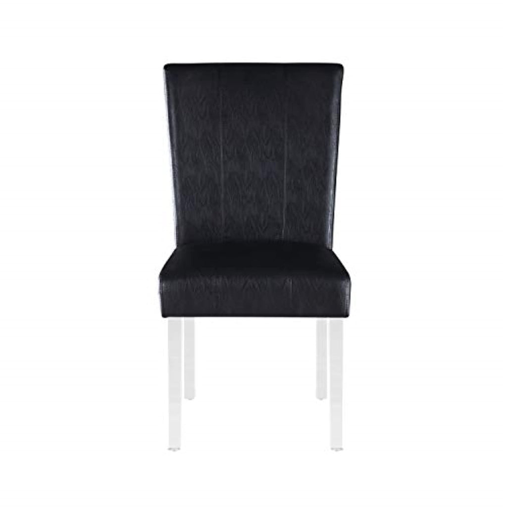 Black Faux Leather Side Chair Set of 2 V4461