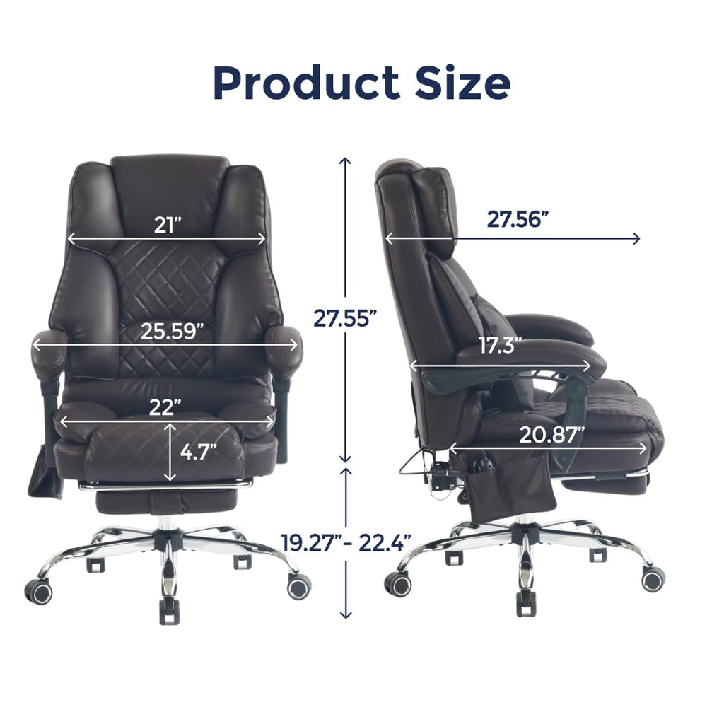 Dark Brown Executive Office Chair with Heated Lumbar and Footrest X988872