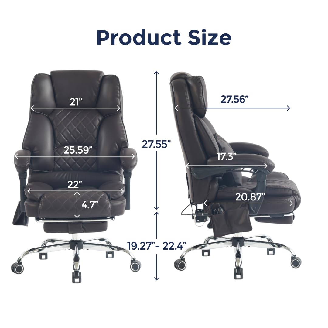 Dark Brown Executive Office Chair with Heated Lumbar and Footrest X988872