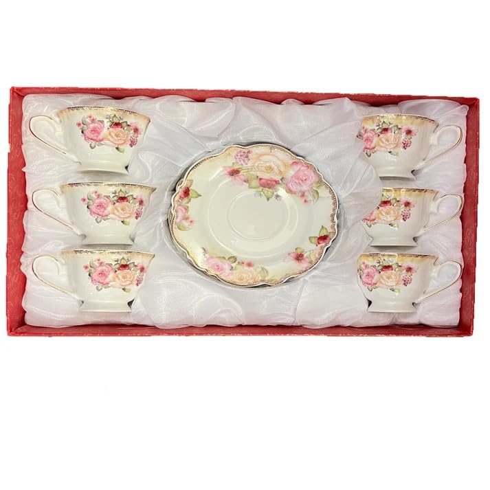 12 Piece Porcelain Tea Cup and Saucer Set M4845