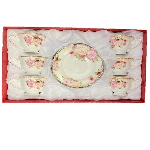 12 Piece Porcelain Tea Cup and Saucer Set M4845