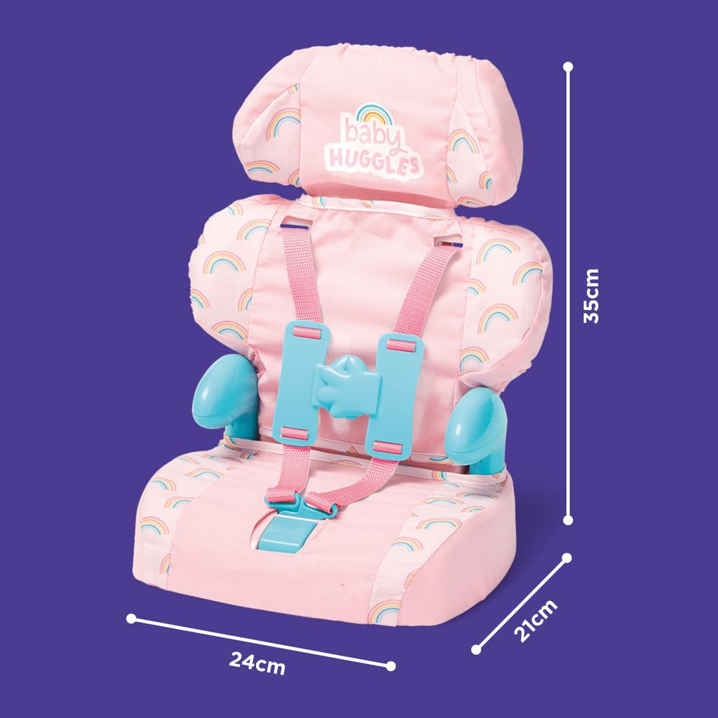 Pink Booster Seat for Dolls with Adjustable Headrest & Buckles J39935