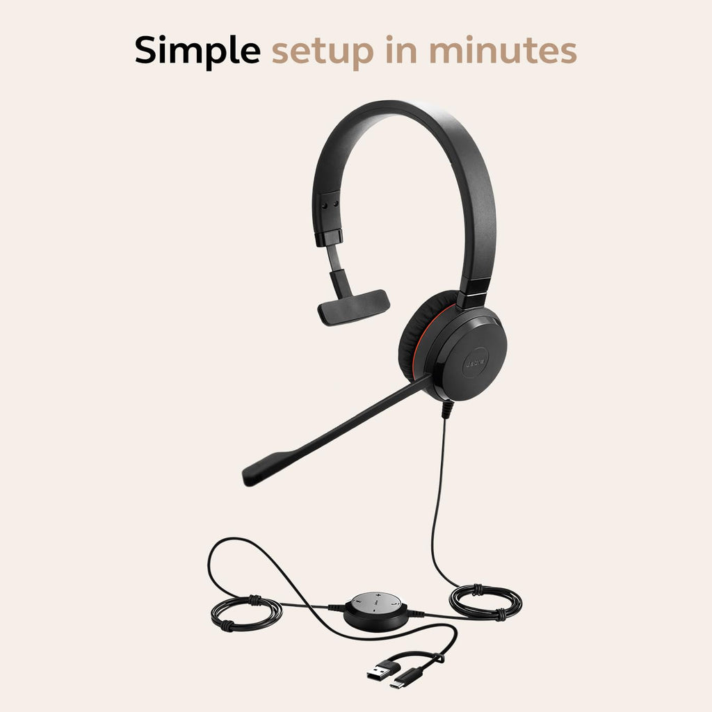Wired Single-Ear Headset with Mic, Noise-Canceling Microphone, Black Y28898