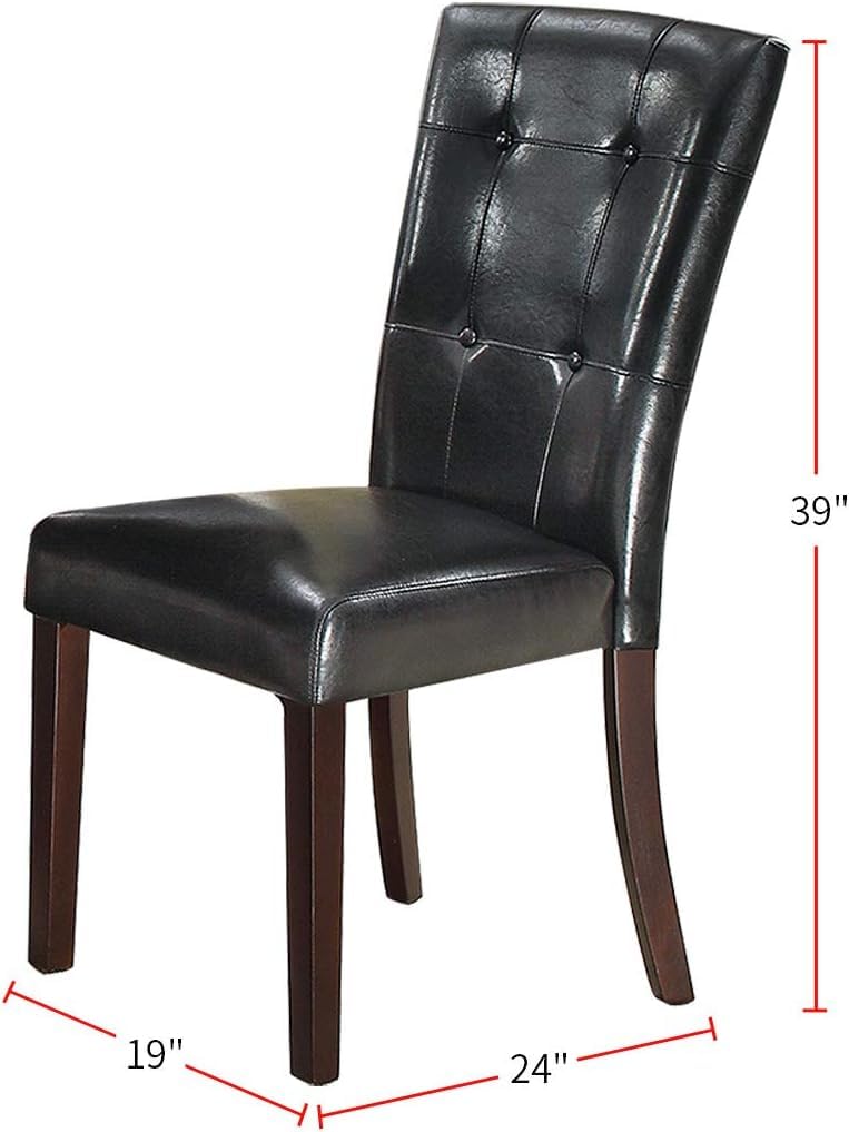 Black Faux Leather Tufted Parson Chairs Set of 2 C26756