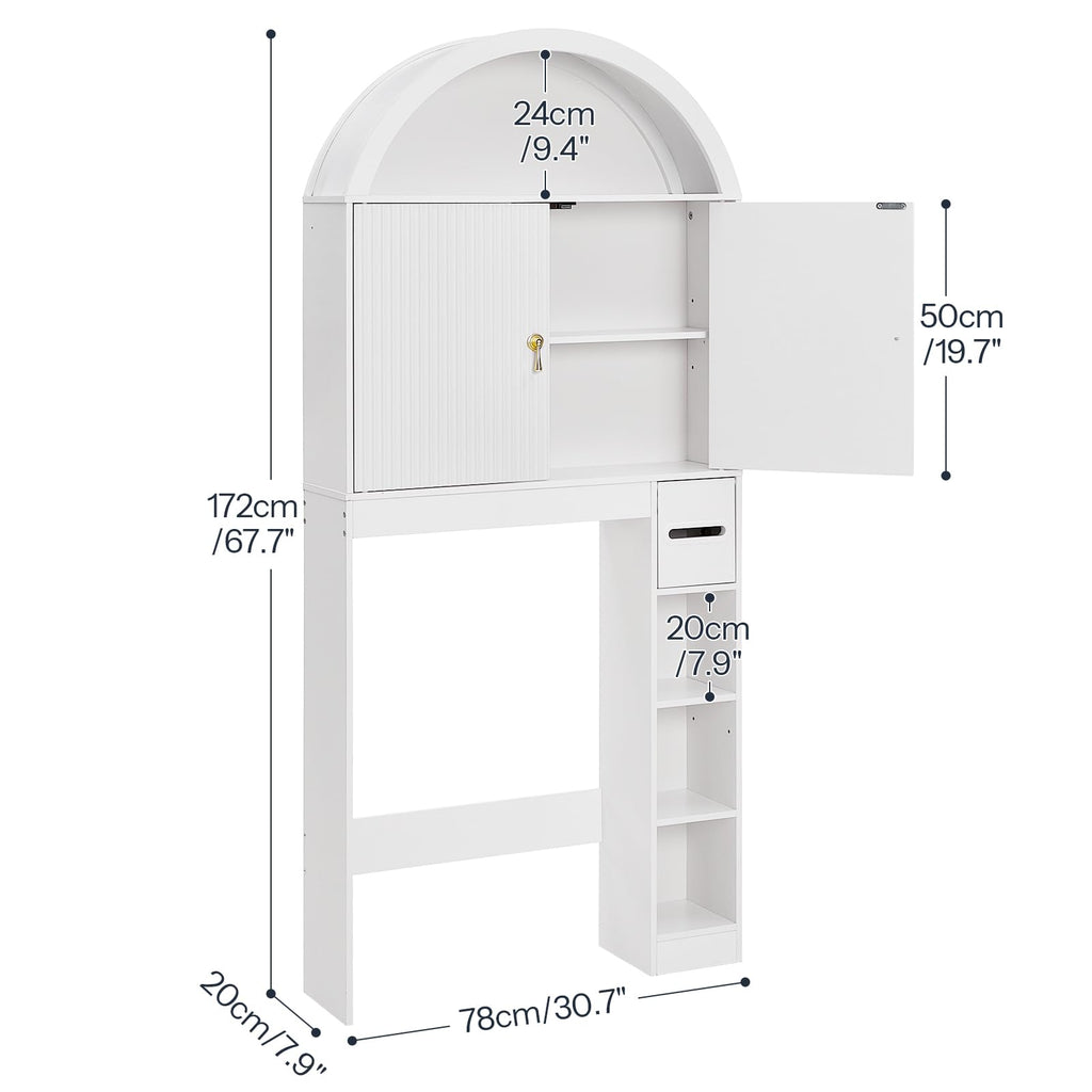 White Over the Toilet Storage Cabinet with Adjustable Shelf N7523