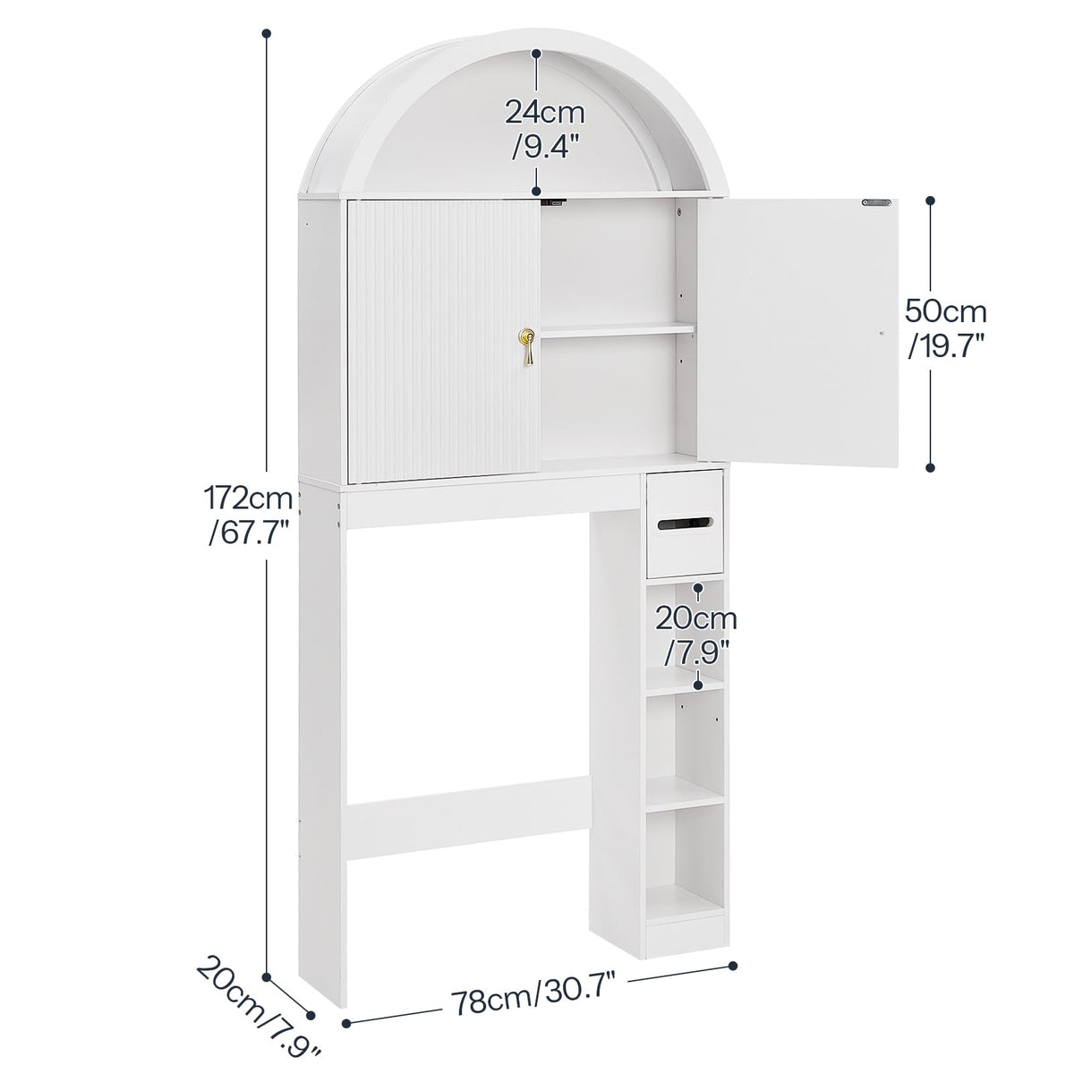 White Over the Toilet Storage Cabinet with Adjustable Shelf N7523