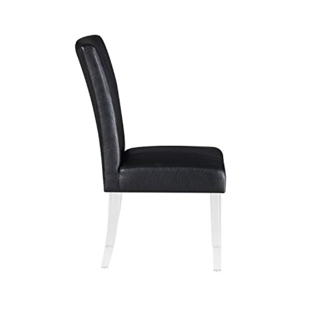 Black Faux Leather Side Chair Set of 2 V4461