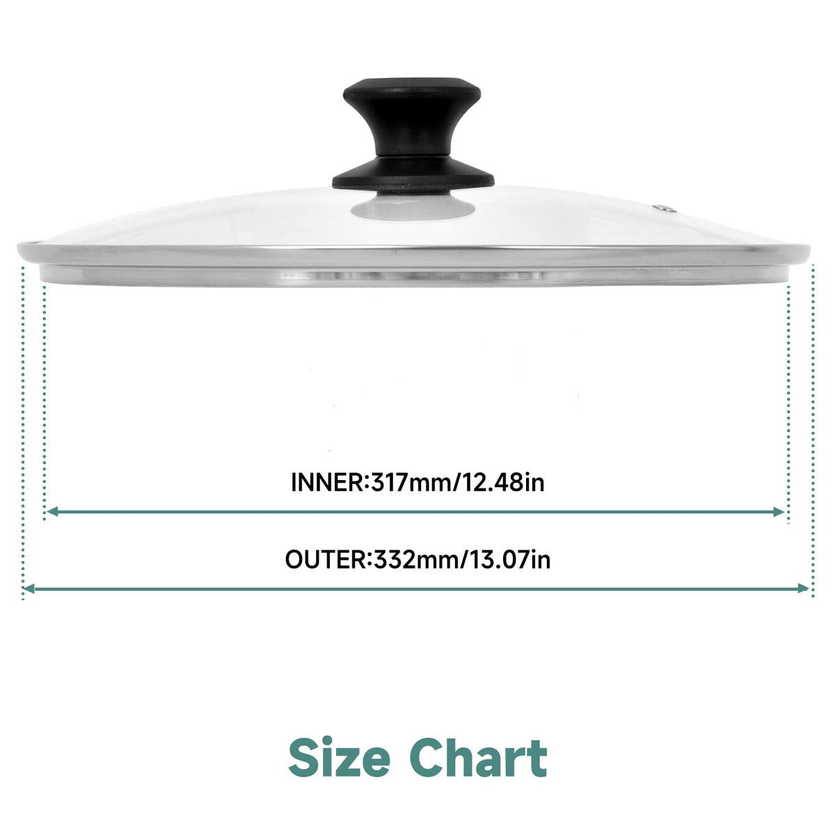 13 In Tempered Glass Lid for Cookware A87403