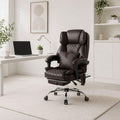 Dark Brown Executive Office Chair with Heated Lumbar and Footrest X988872