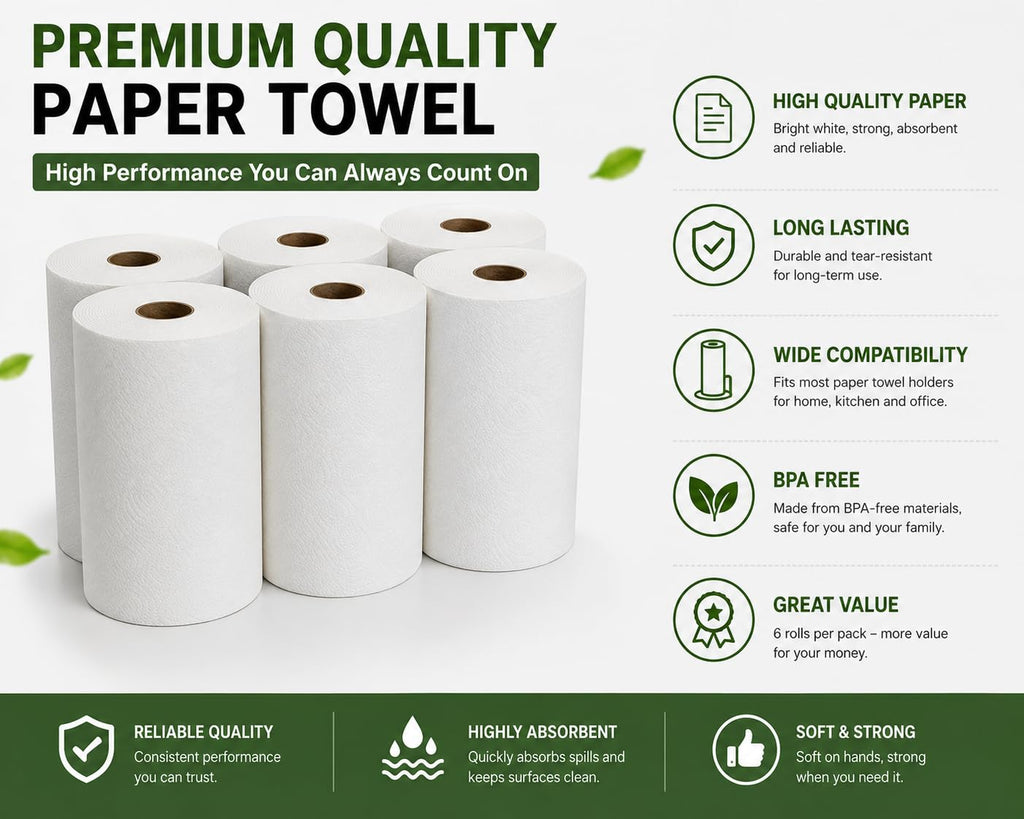 White Paper Towels 6 Rolls P256