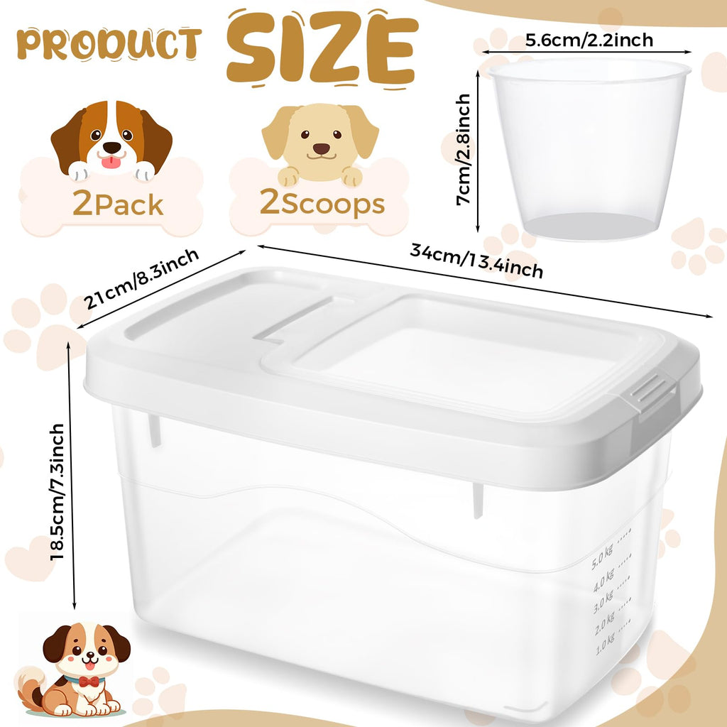 2 Pack 11 Lbs Airtight Dog Food Storage Container with Scoops Y48329