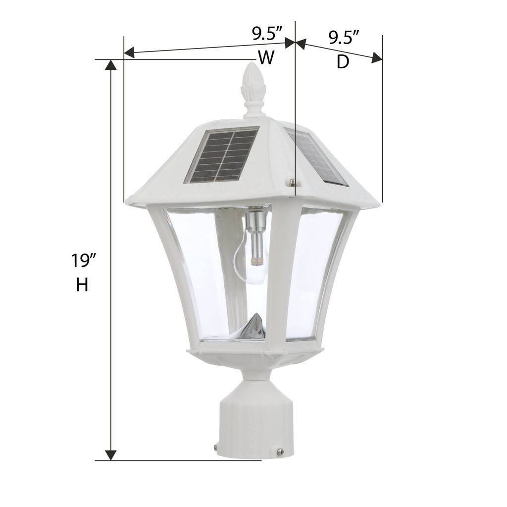 White Outdoor Solar Post Light with 3 Mounting Options I3298