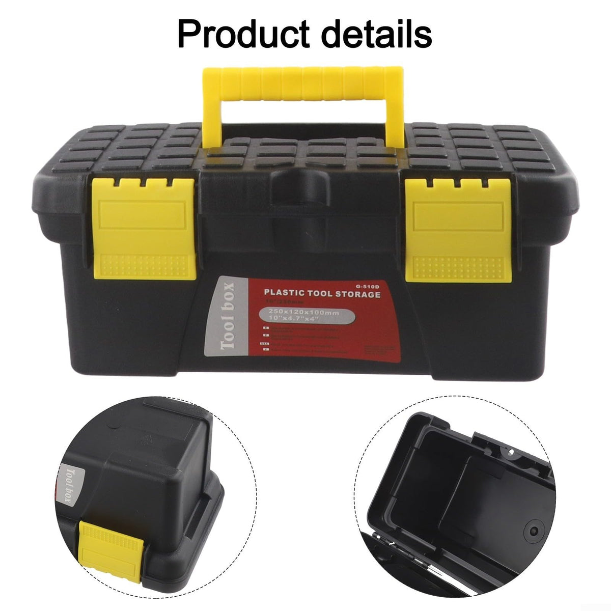 10 Inch Black Plastic Tool Storage Box V728424