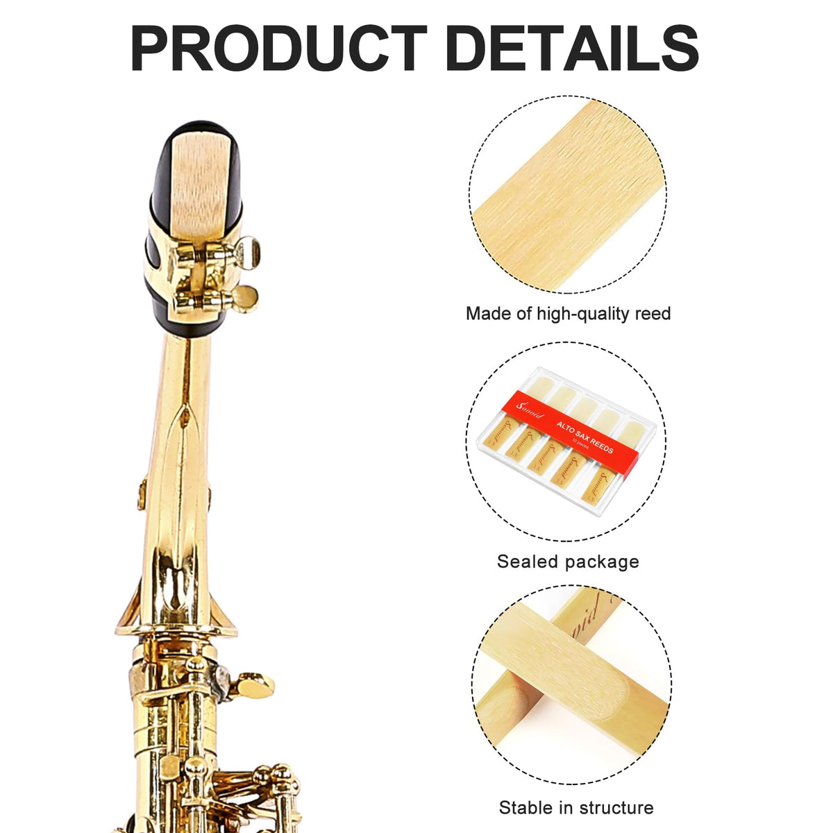 10 Pack Strength 1.5 Alto Saxophone Reeds with Plastic Box L1525