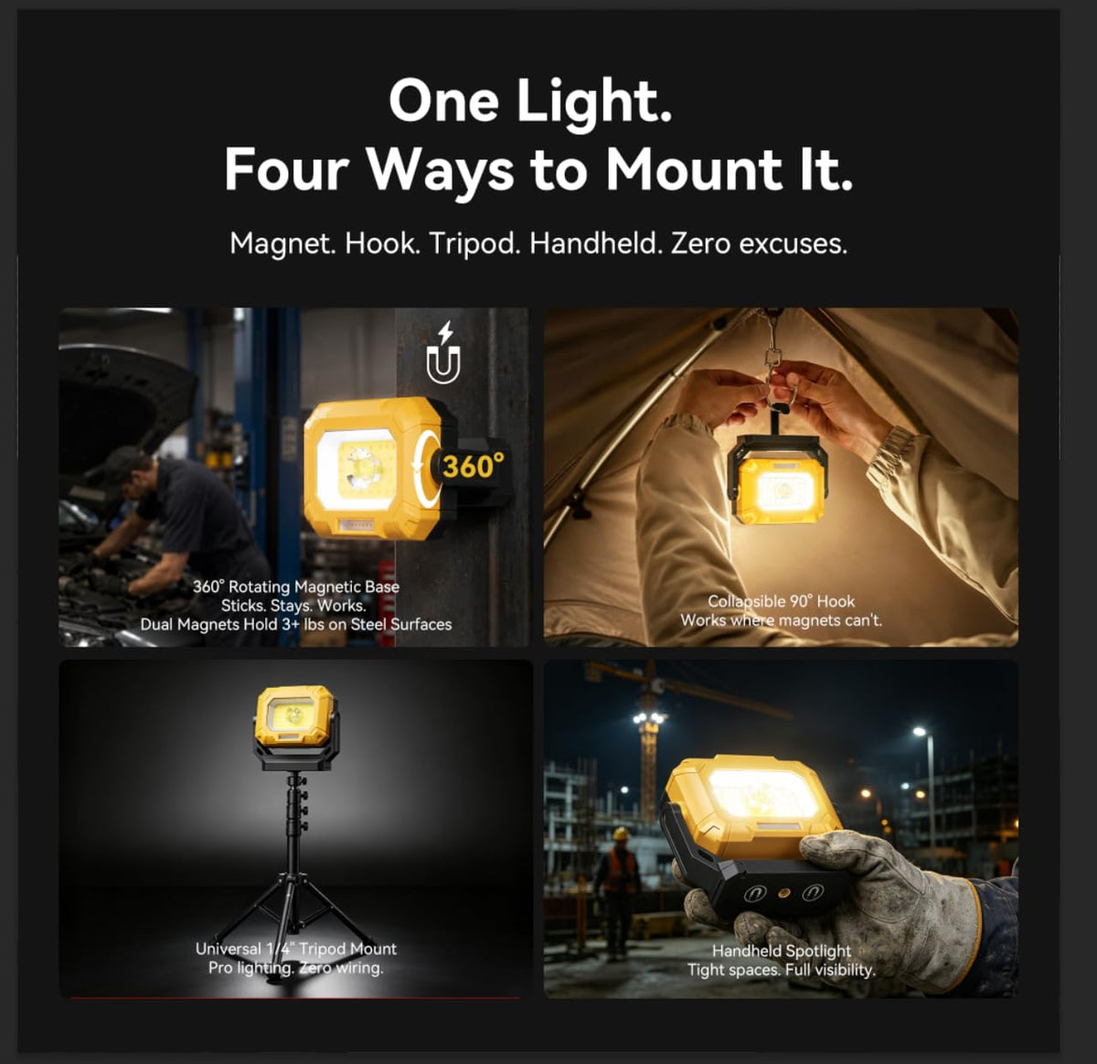 2 Pack 1500LM COB LED Work Light M118084