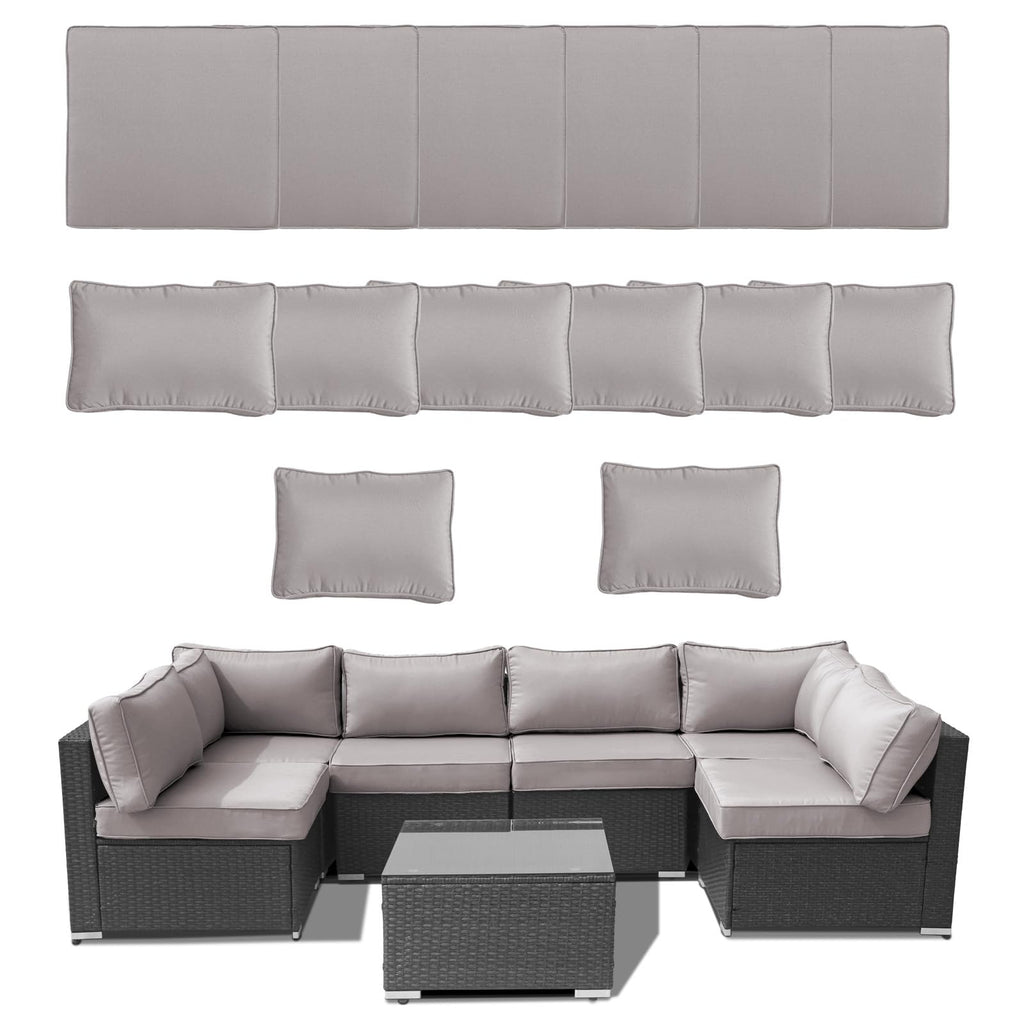 14 Piece Waterproof Outdoor Sofa Cushion Replacement with Zippers P5983