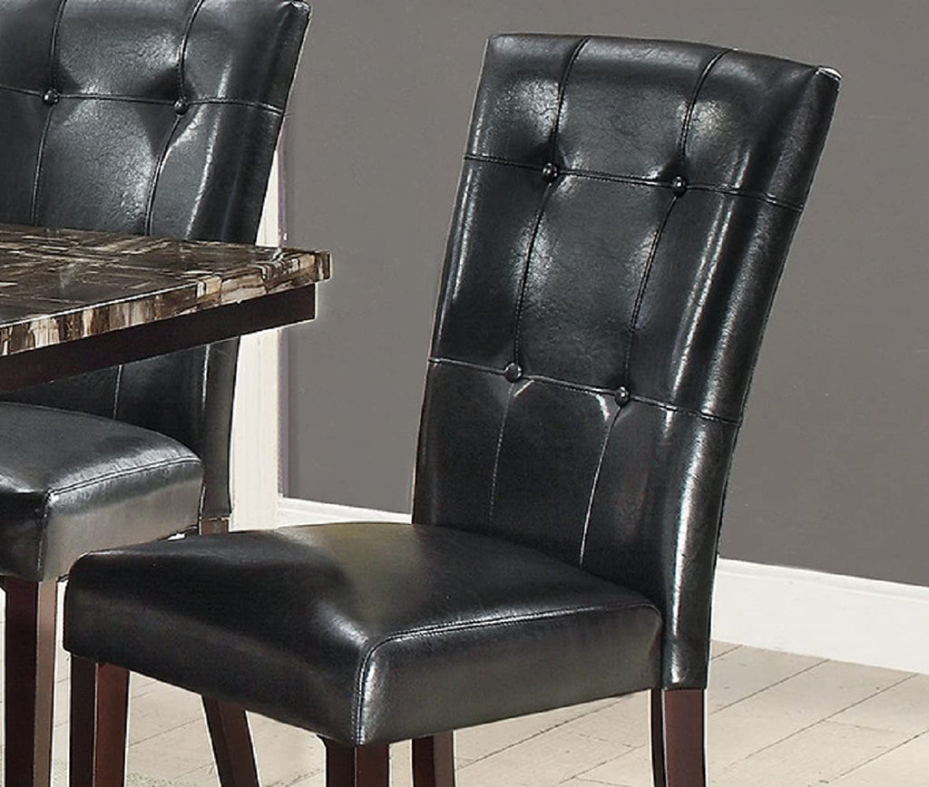 Black Faux Leather Tufted Parson Chairs Set of 2 C26756