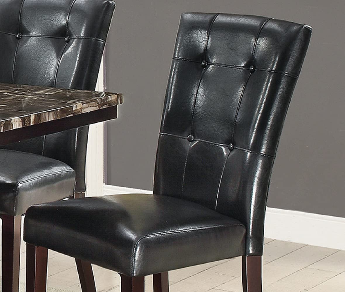 Black Faux Leather Tufted Parson Chairs Set of 2 C26756