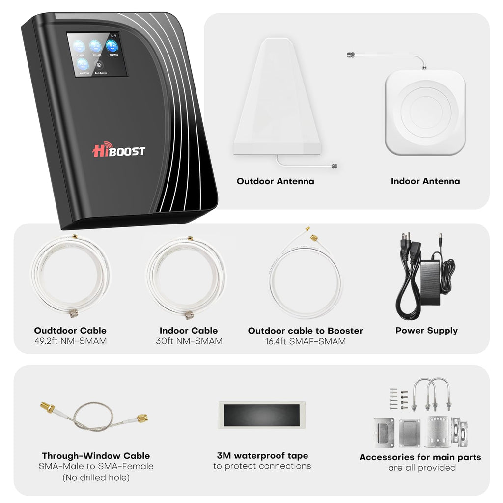 Cell Phone Booster 9,000 Sq Ft 4G LTE 5G LCD Touch Screen 70dB Gain V83874