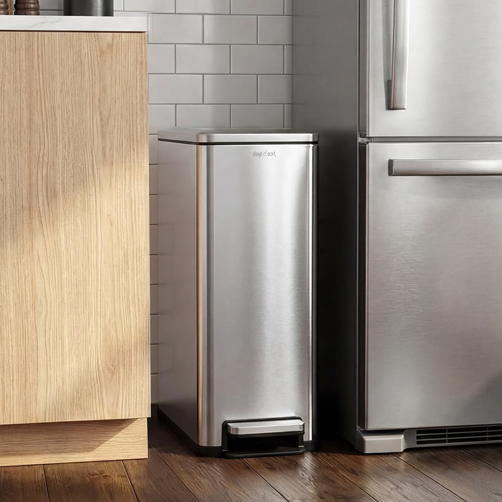 43L Dual Recycling Bin Stainless Steel W371436