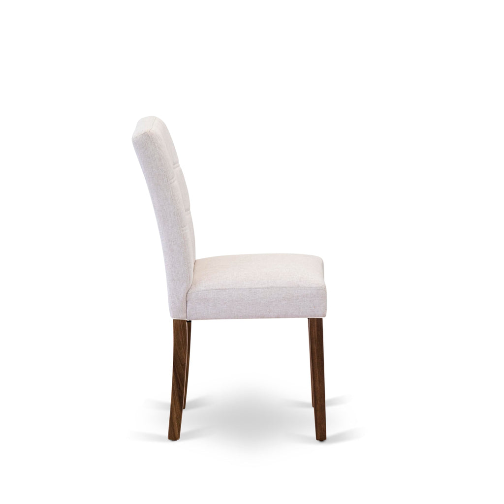 5 Piece Mid Century Dining Table Set with 4 Beige Fabric Chairs G296
