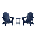 Navy Blue 3-Pieces Adirondack Chairs Set with Side Table P106