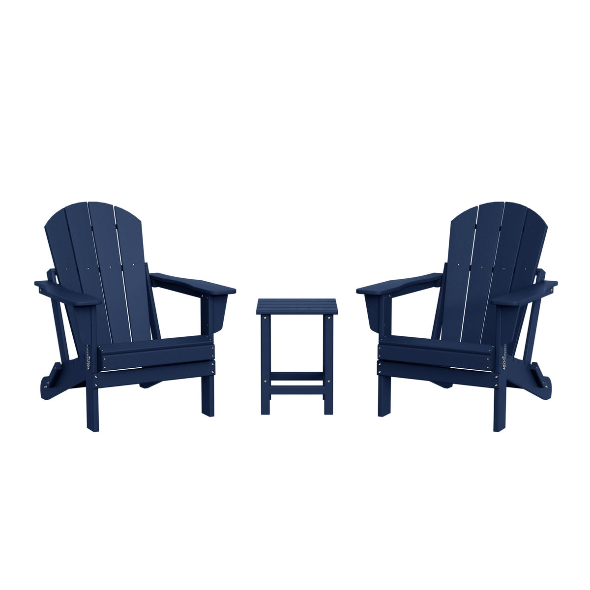 Navy Blue 3-Pieces Adirondack Chairs Set with Side Table P106