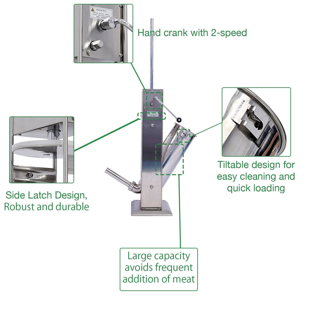 Stainless Steel 2 Speed Vertical Sausage Stuffer with 4 Nozzles T465