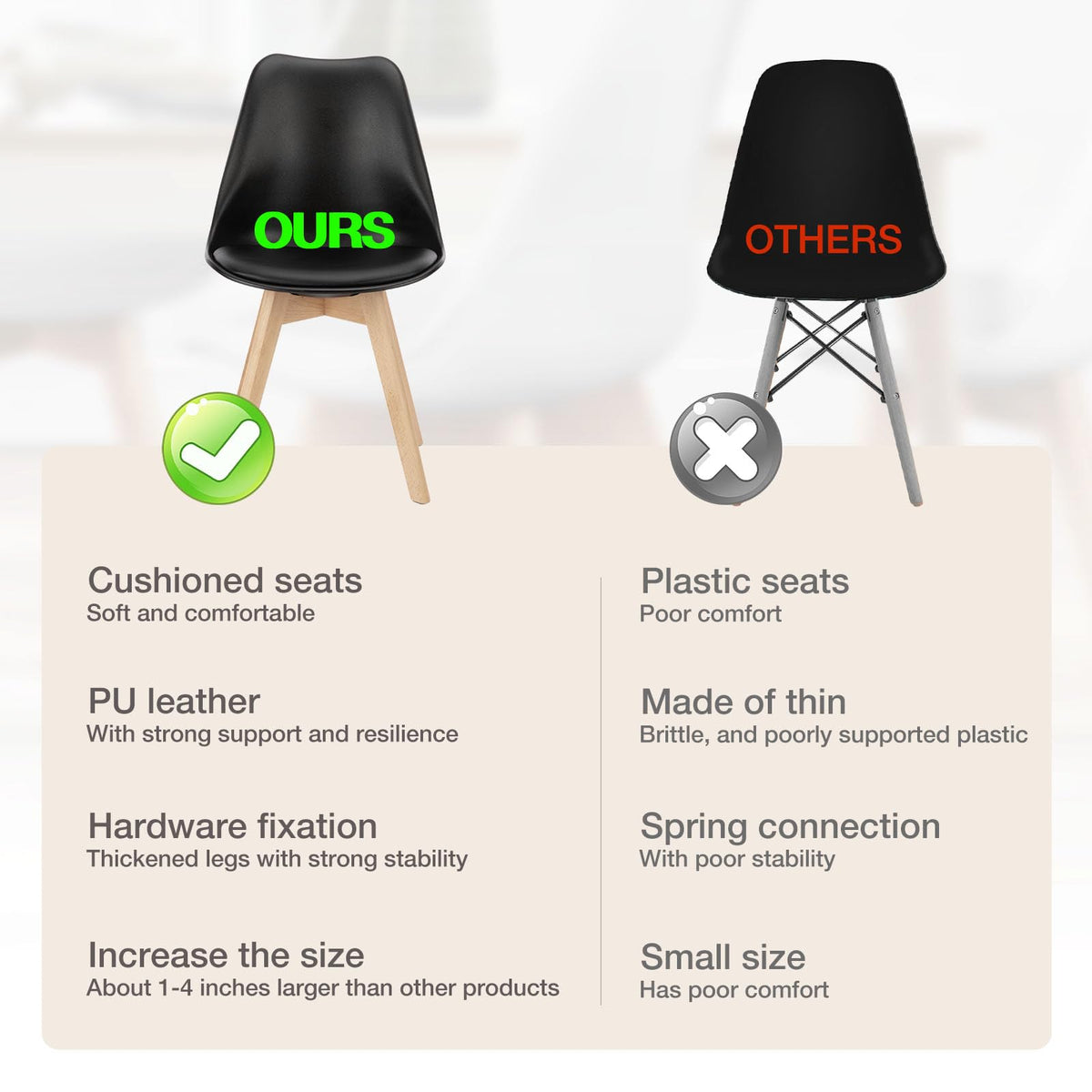 Dining Chairs Set of 4 PU Leather A287