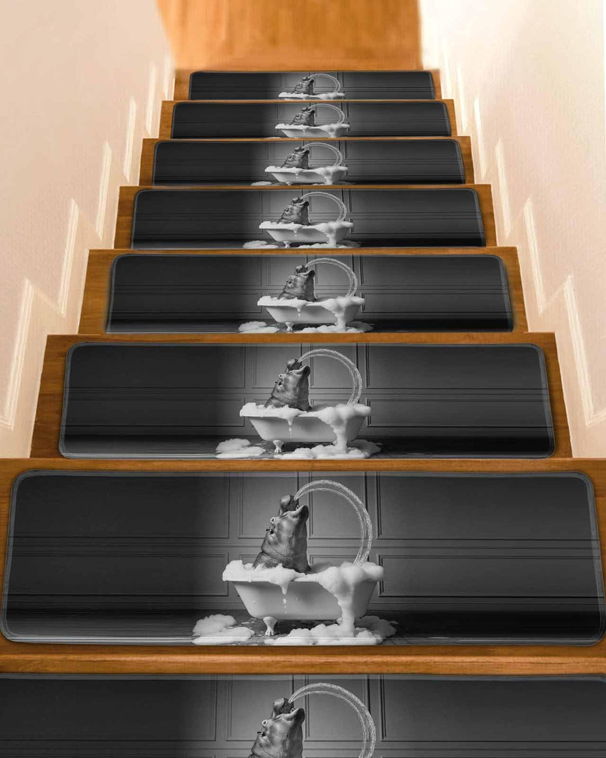 Grey Non Slip Stair Treads 8"x30" 7PCS E8081