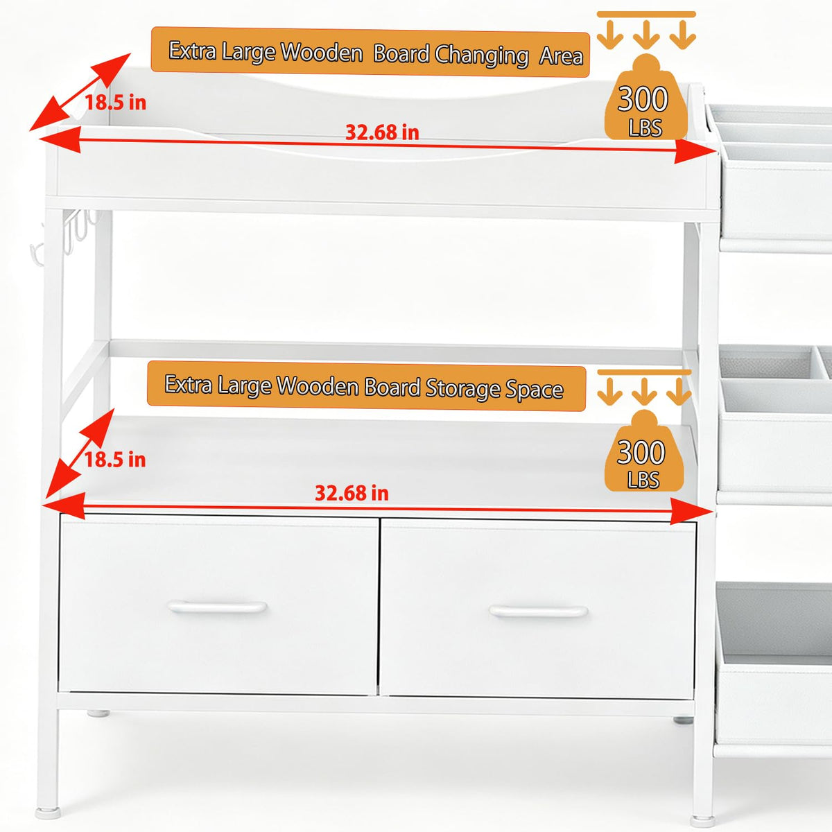 White Baby Changing Table with Storage K505352