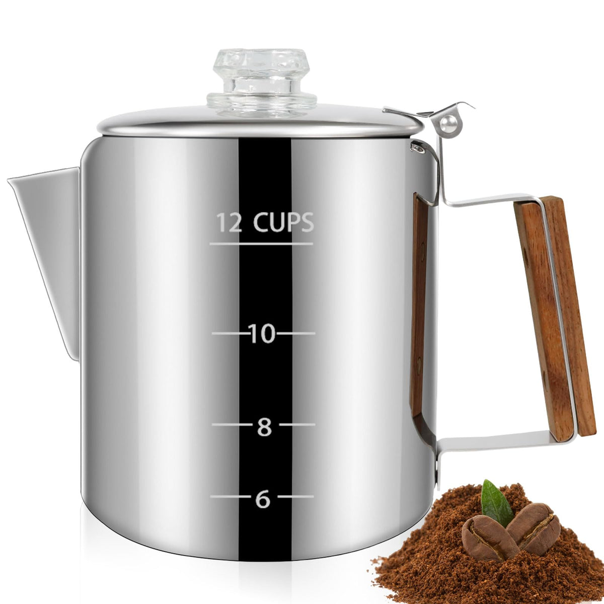 12 Cup Stainless Steel Stovetop Percolator Coffee Pot 2200ml D835