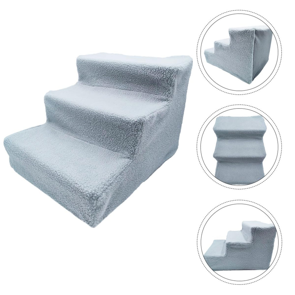 Gray Plush Non-Slip Pet Stairs B2867