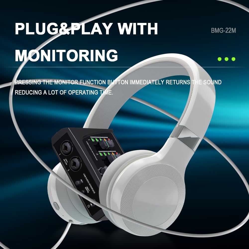 2 Channel USB Audio Interface with XLR 48V Phantom Power F16858