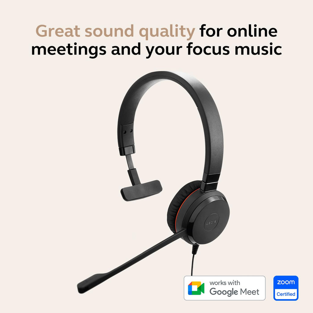 Wired Single-Ear Headset with Mic, Noise-Canceling Microphone, Black Y28898