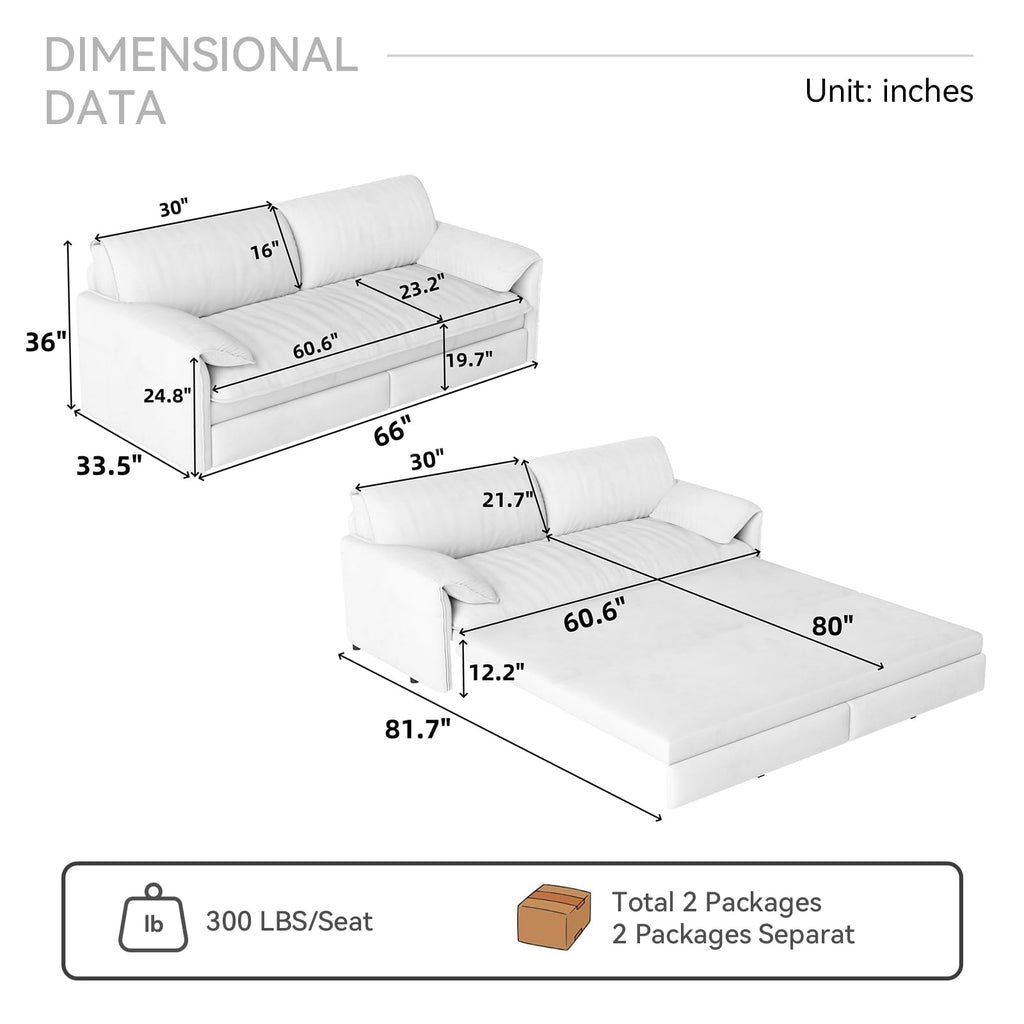 Queen Size Velvet Sleeper Sofa Bed T539