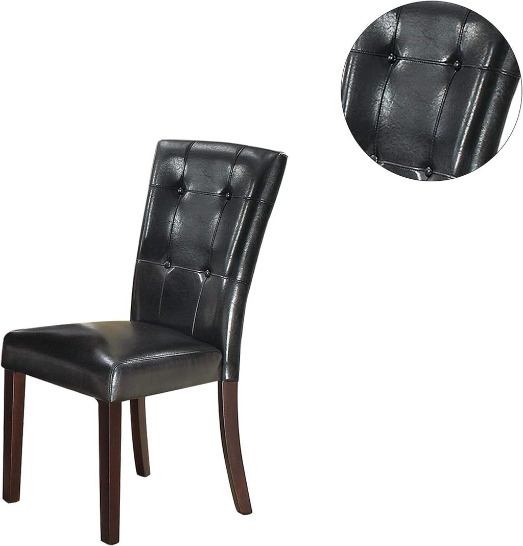 Black Faux Leather Tufted Parson Chairs Set of 2 C26756