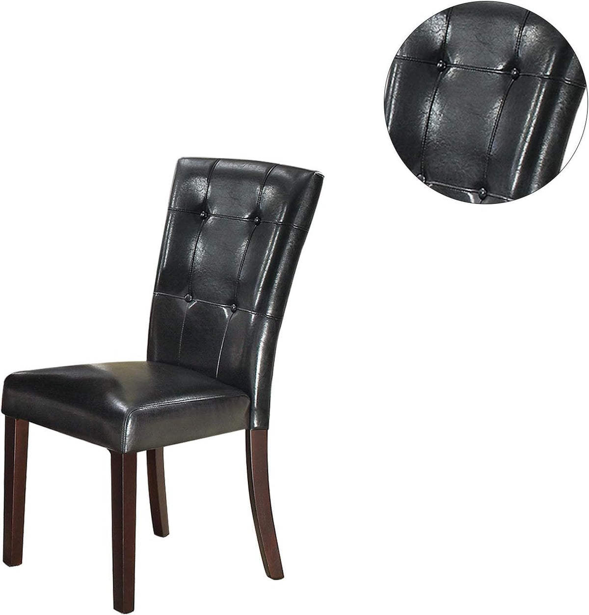 Black Faux Leather Tufted Parson Chairs Set of 2 C26756