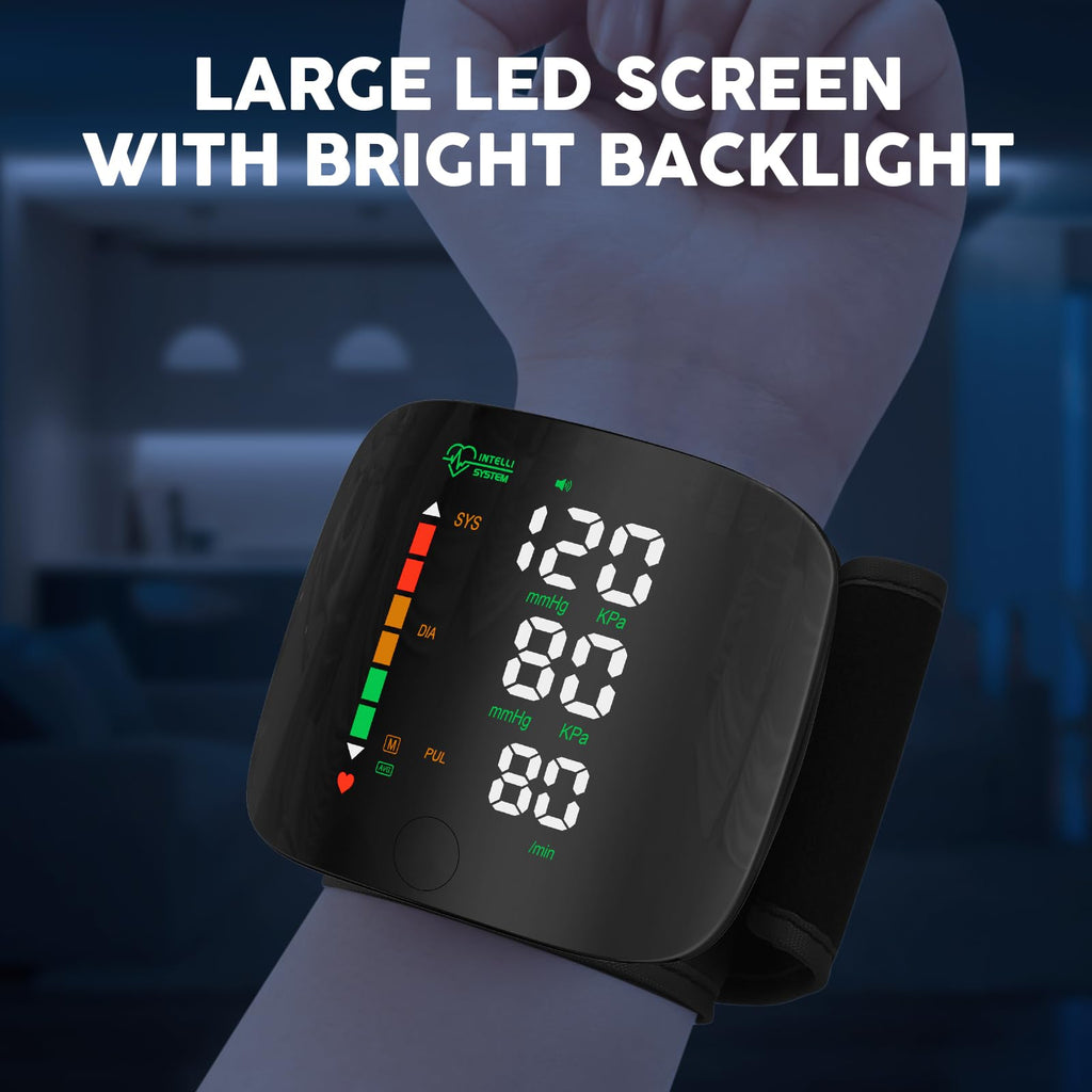 Wrist Blood Pressure Monitor Led Display Black Y55824