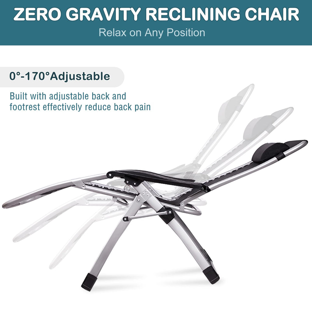 Zero Gravity Folding Outdoor Lounge Chair with Cup Holder B458796