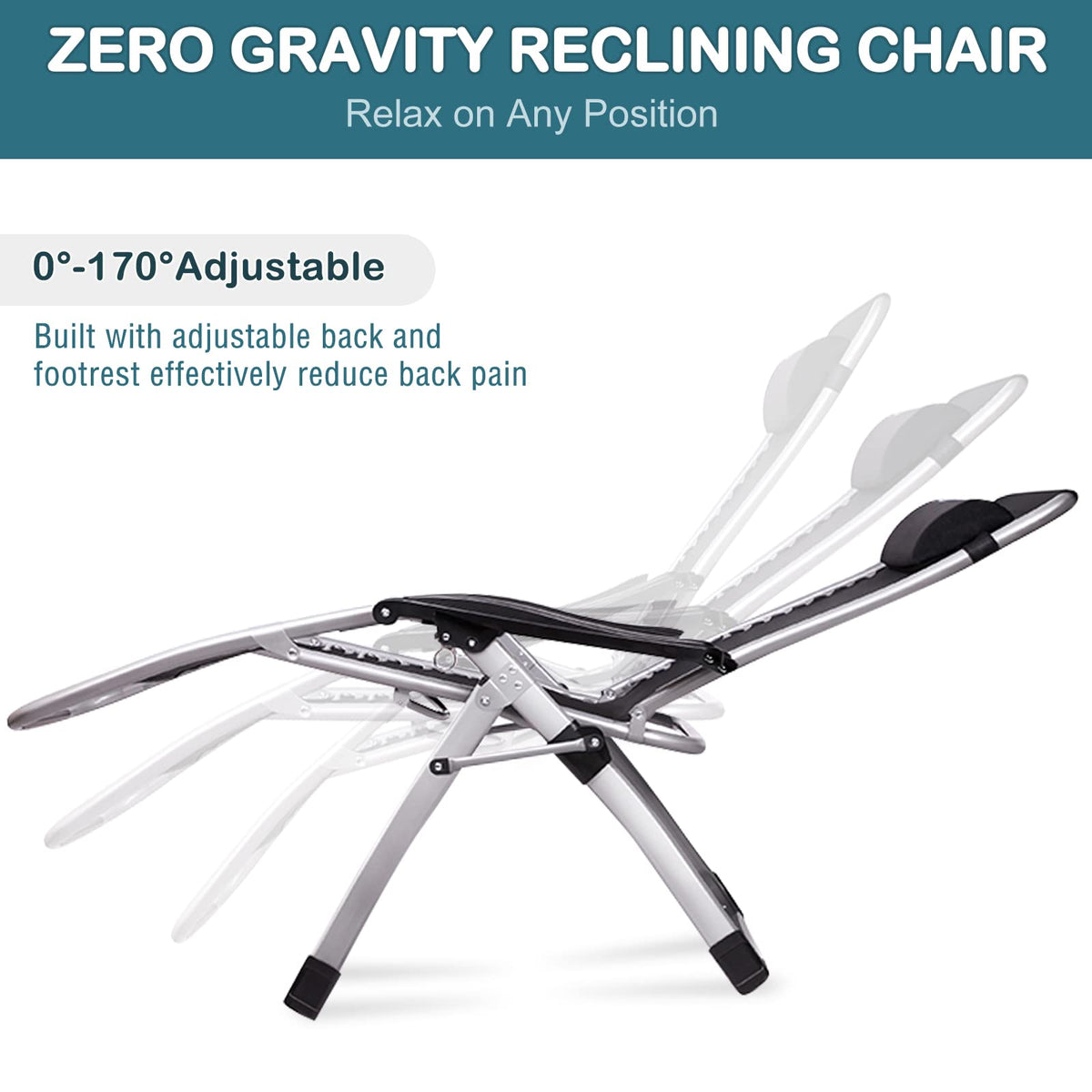 Zero Gravity Folding Outdoor Lounge Chair with Cup Holder B458796
